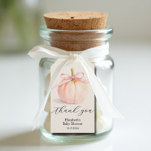 Pink Bow Little Pumpkin Girl Baby Shower Gift Tags