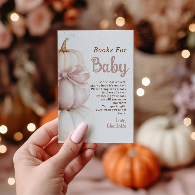 Pink Bow Little Pumpkin Girl Books for Baby Shower Enclosure Card (Pink Bow Little Pumpkin Girl Books for Baby Shower Enclosure Card)