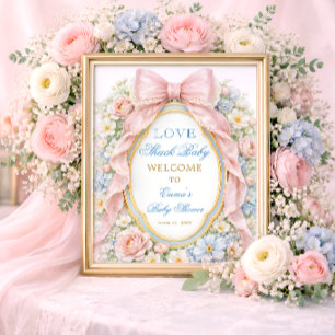 Pink Bow Love Shack Baby Girl Shower Welcome Poster
