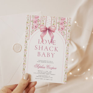 Pink Bow Love Shack Baby Shower Invitation