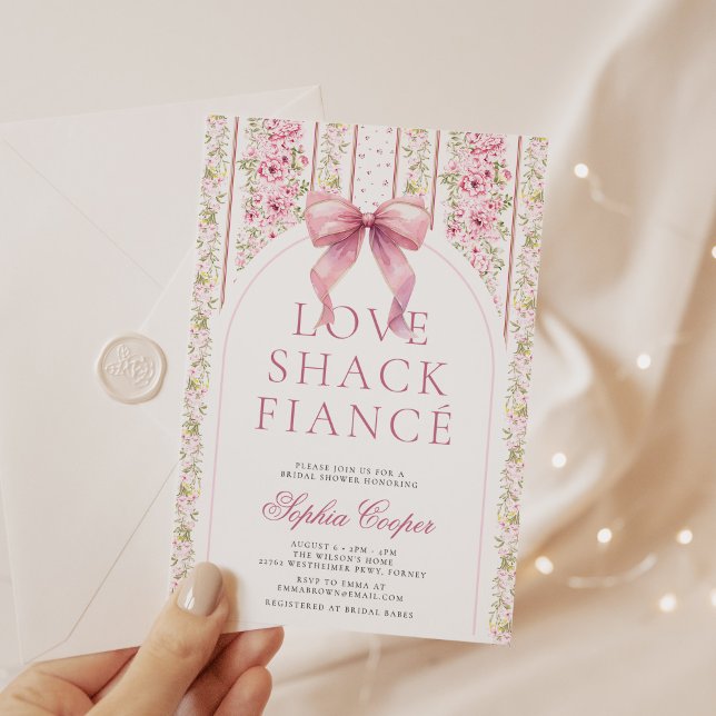 Pink Bow Love Shack Fiance Bridal Shower Invitation (Creator Uploaded)