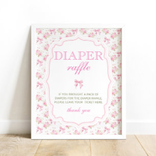 Pink Bow Love Shack Girl Shower Diaper Raffle  Poster