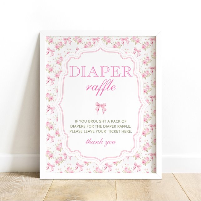 Pink Bow Love Shack Girl Shower Diaper Raffle  Poster (Creator Uploaded)
