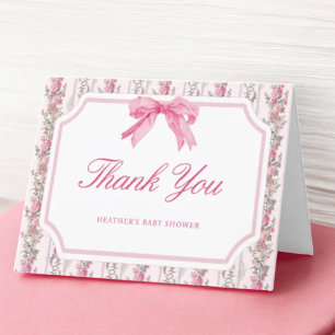 Pink Bow Love Shack Girly Baby Shower Thank You Card