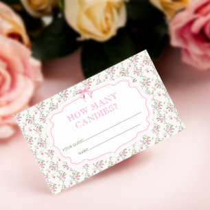 Pink Bow Love Shack Guess How Many Candies Enclosure Card