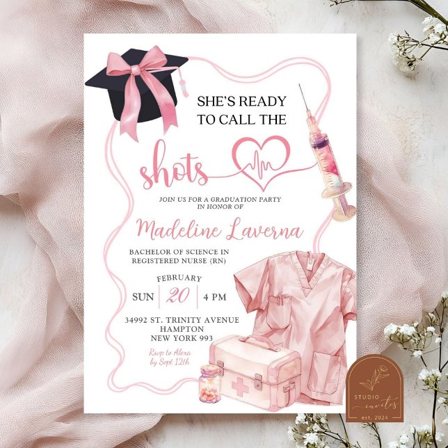 Pink Bow Medical Nurse Graduation Invitation (Creator Uploaded)