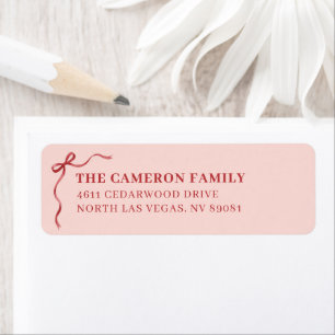 Pink Bow Merry Christmas Family Address Label Return Address Label