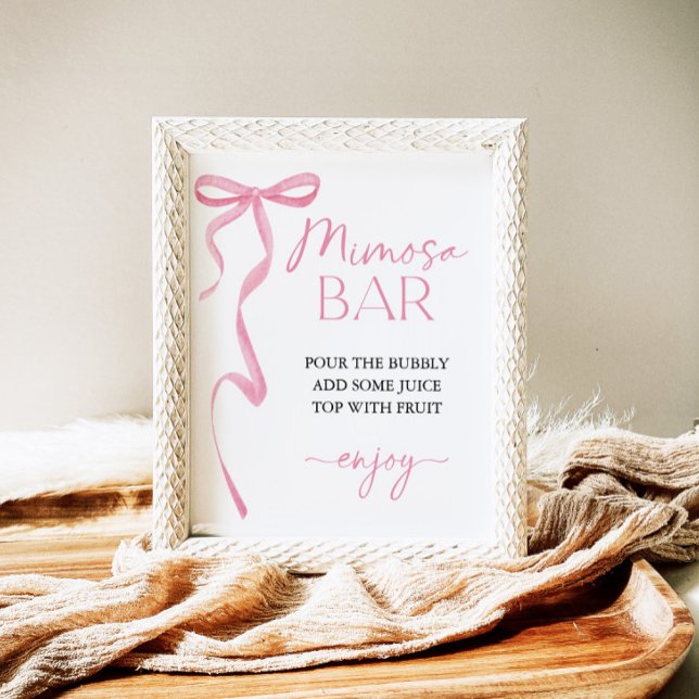 Pink Bow Mimosa Bar Bridal Shower Sign (Creator Uploaded)