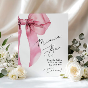 Pink Bow Mimosa bar Coquette Bridal Shower Poster
