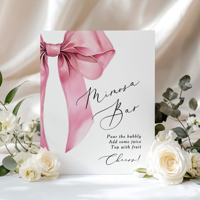 Pink Bow Mimosa bar Coquette Bridal Shower Poster (Creator Uploaded)
