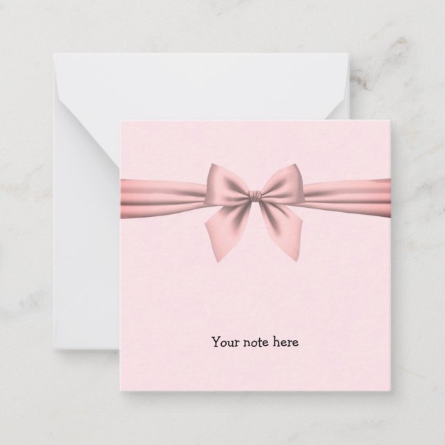 Pink Bow Mini Thank You Note Card (Front)