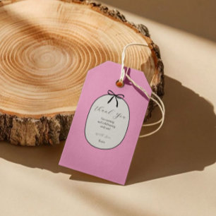Pink Bow Minimal Elegant 28th Birthday Party Gift Tags