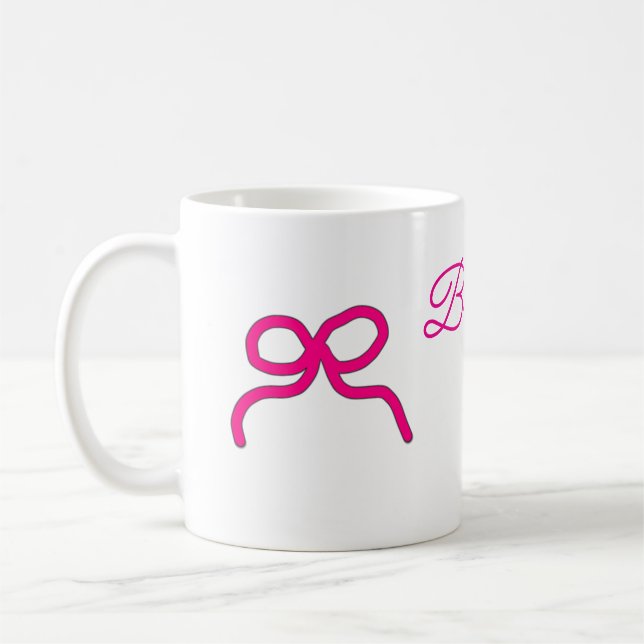 PINK BOW minimaladd name bridesmaid  gift year     Coffee Mug (Left)