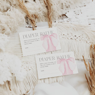 Pink Bow Minimalist Girl Baby Shower Diaper Enclosure Card