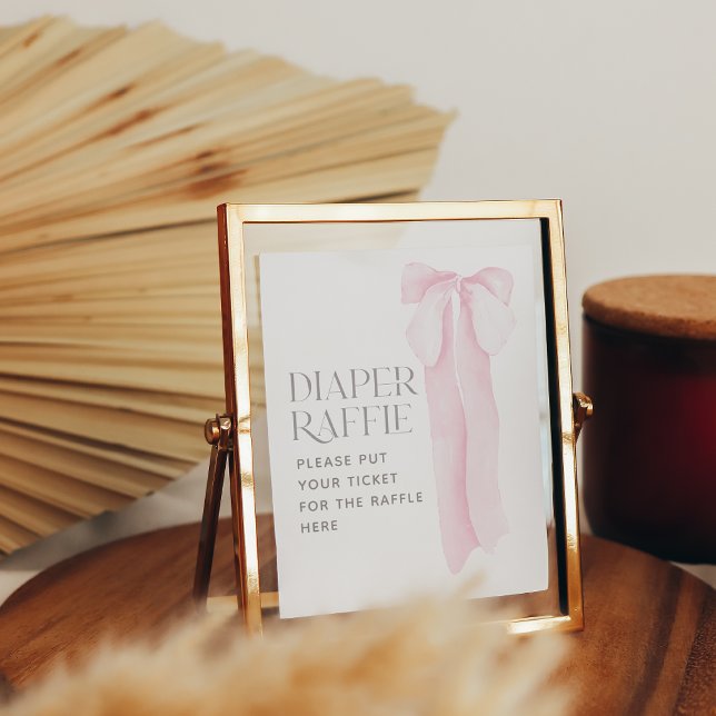 Pink Bow Minimalist Girl Baby Shower Diaper Poster (Creator Uploaded)