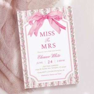 Pink Bow Miss To Mrs Bridal Shower Invitation