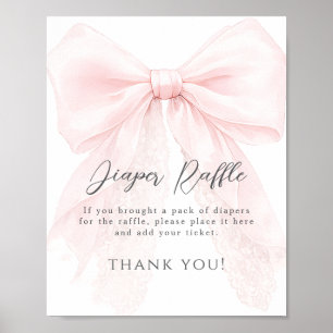 Pink Bow Modern Baby Shower Girl Poster