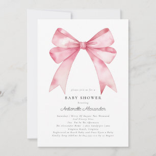 Pink Bow Modern Coquette Girl Baby Shower  Invitation