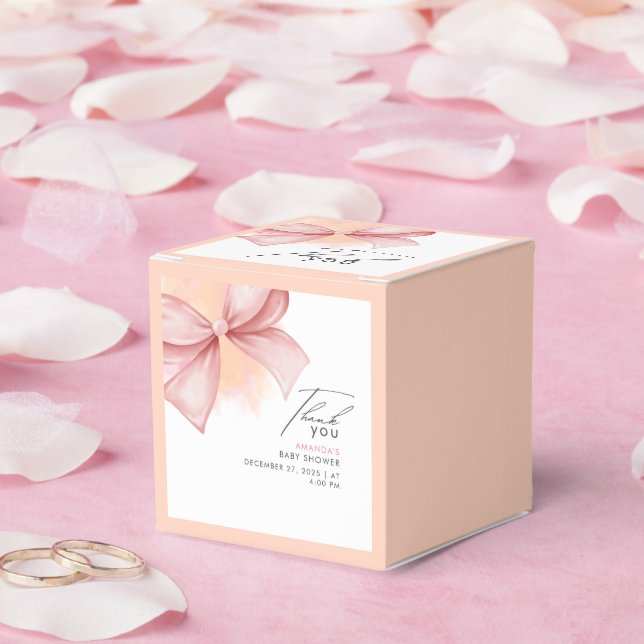 Pink bow Modern Elegant Baby Shower  Favour Box (Wedding)
