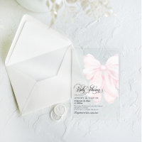 Pink Bow Modern Elegant Girl Baby Shower