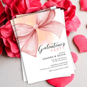 Pink bow Modern Galentine's Day Party invitation