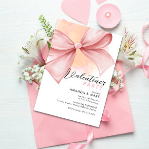 Pink bow Modern Valentine's Day Party invitation