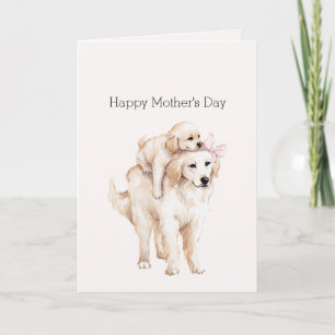 Pink Bow Mom Mother's Day Dogs Card