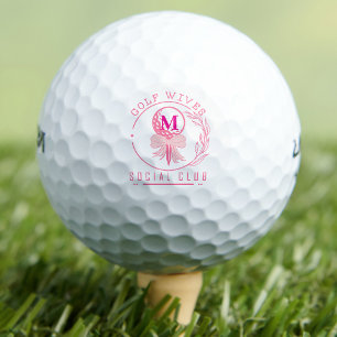 Pink Bow Monogram Golf Wives Social Club Balls