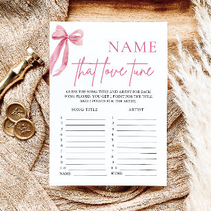 Pink Bow Name That Love Tune Bridal Shower Game Invitation