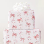 Pink Bow Name Wrapping Paper<br><div class="desc">Make your gift-giving even more special with this Personalised Pink Bow Wrapping Paper featuring a delicate pattern of soft pink bows and the option to add a custom name! The elegant pink bows, beautifully arranged on a white background, are perfect for weddings, bridal showers, baby showers, birthdays, and other special...</div>