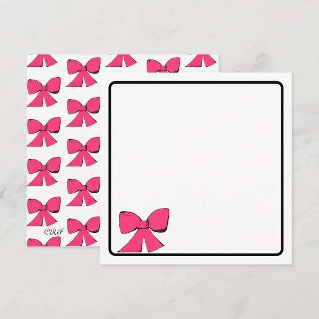 Pink Bow Note Card (Front/Back)