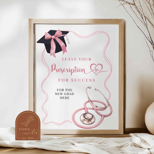 Pink Bow Nurse Graduation Prescription Sign (Creator Uploaded)