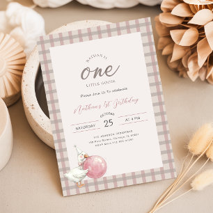 Pink Bow One Little Goose Baby 1st Birthday Party