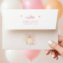 Pink Bow Orange Pumpkin Fall Baby Shower