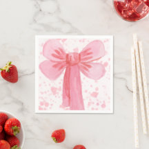 Pink Bow Paper Napkin
