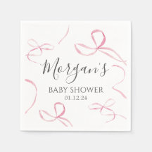 Pink bow Paper napkins, bow theme decorations
