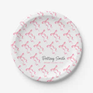 Pink Bow  Paper Plate