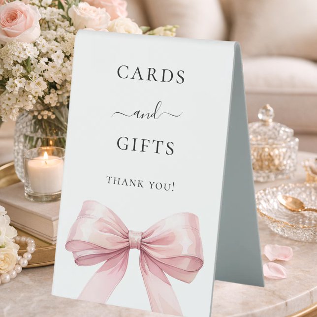 Pink bow party cards gifts sign (Creator Uploaded)