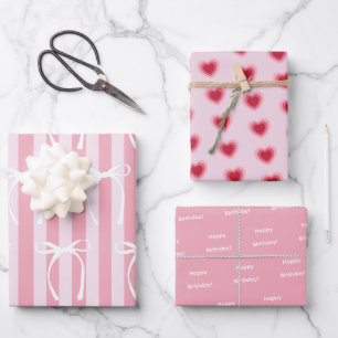 Pink Bow Party - Coquette Bow Birthday Theme Wrapping Paper Sheet