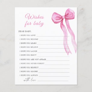Pink bow - Party game wishes for baby game