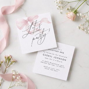 Pink Bow Party Invitation Enclosure Card