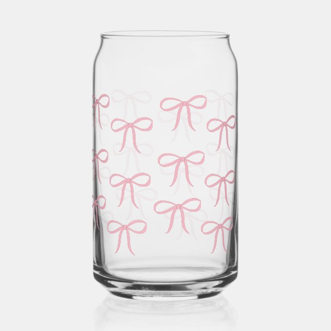 Pink Bow Pattern  Can Glass (Back)