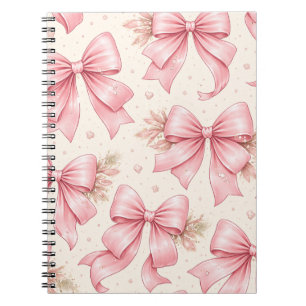 Pink Bow Pattern Design – Cute Coquette Aesthetic Notebook