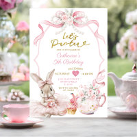 Pink Bow Pearl Let's Par-tea Bunny Girl Birthday