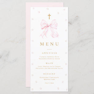 Pink Bow Pearls Baptism Flat Menu