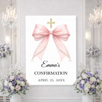 Pink bow pearls Confirmation welcome