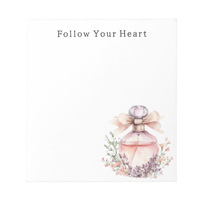 Pink Bow Perfume Bottle Floral Notepad (Front)
