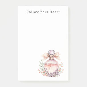 Pink Bow Perfume Bottle Floral Post-it Notes