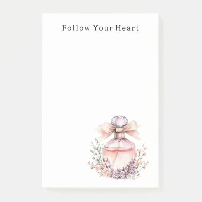 Pink Bow Perfume Bottle Floral Post-it Notes (Front)