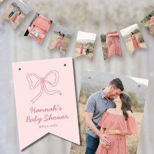Pink Bow Personalised Baby Shower Photo Banner